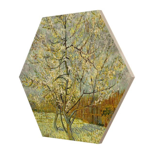 Hexagon Bild Holz - Vincent van Gogh - Pfirsichbaum rosa