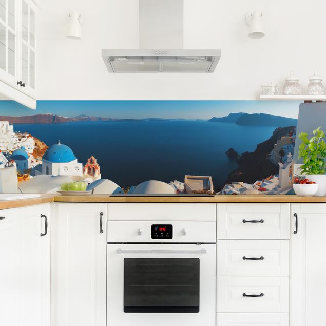 Küchenrückwand selbstklebend Weites Panorama auf Oia