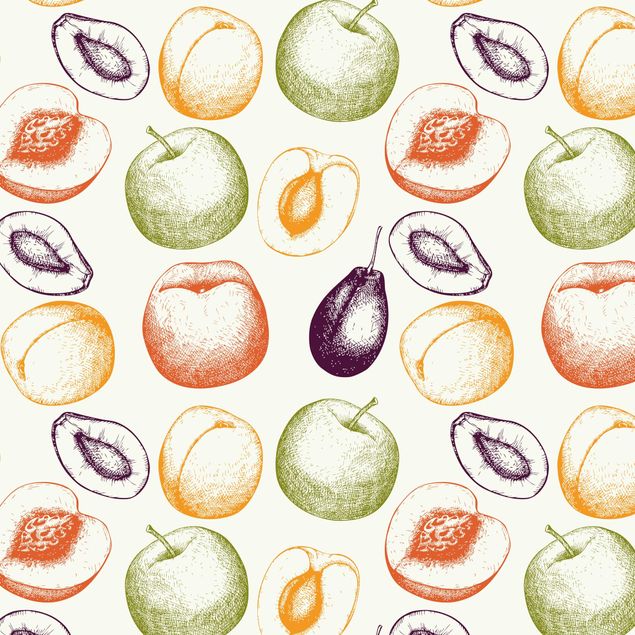 Klebefolien selbstklebend Handgezeichnetes Obst Küchen-Muster