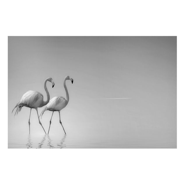 Magnettafel - Flamingo Love Schwarz-Weiß - Hochformat 3:2