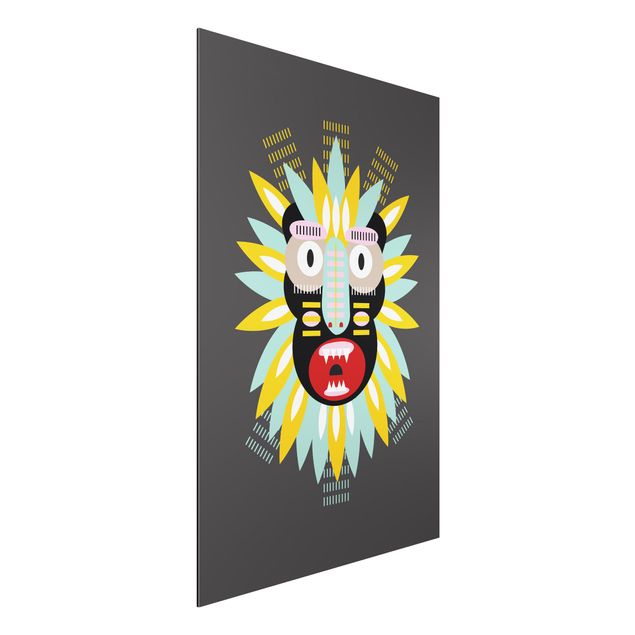 Aluminium Print gebürstet - Collage Ethno Maske - King Kong - Hochformat 3:2
