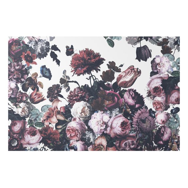 Alu-Dibond - Altmeisterlicher Blumenrausch mit Rosen Bouquet - Hochformat