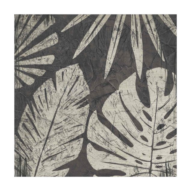 Teppich grau Palmenblätter vor Dunkelgrau