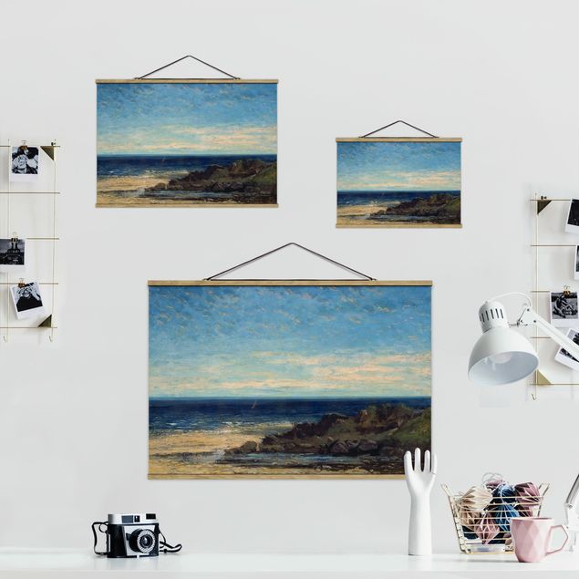 Stoffbild mit Posterleisten - Gustave Courbet - Blaues Meer - Querformat 3:2
