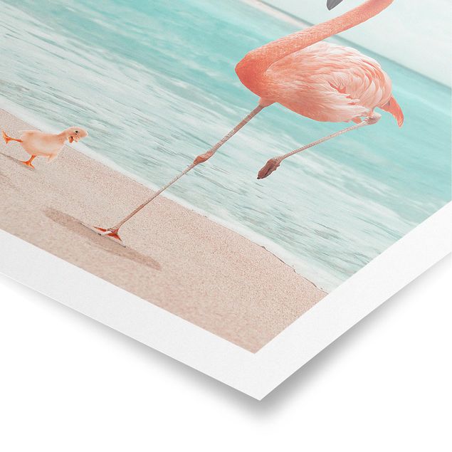 Wandbilder Strand mit Flamingo