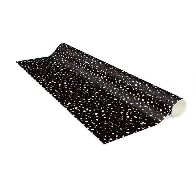 Teppich schwarz-weiß Detailliertes Terrazzo Muster Palermo