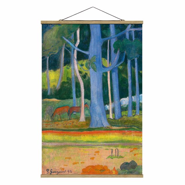 Stoffbild mit Posterleisten - Paul Gauguin - Waldlandschaft - Hochformat 2:3