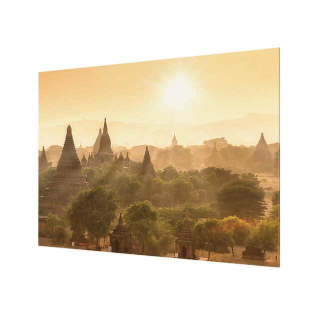 Spritzschutz Glas - Sonnenuntergang über Bagan - Querformat 4:3