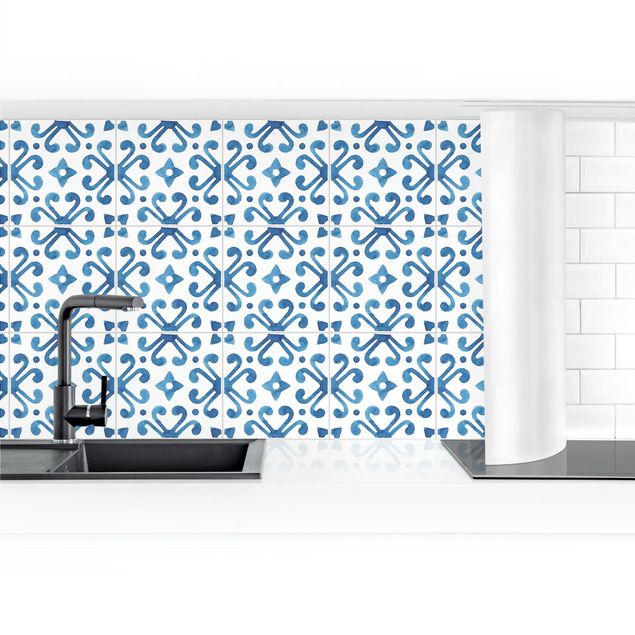Küchenrückwand selbstklebend Aquarell Fliesen - Belém