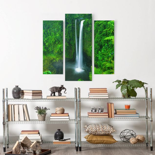 Leinwandbild Wald Paradiesischer Wasserfall