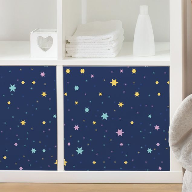 Klebefolie - Nachthimmel Kindermuster mit bunten Sternen