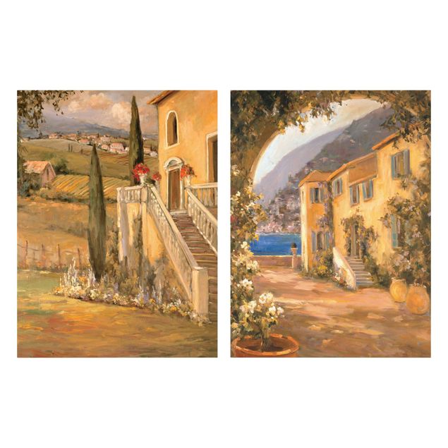Leinwandbild 2-teilig - Italienische Landschaft Set I - Hoch 4:3