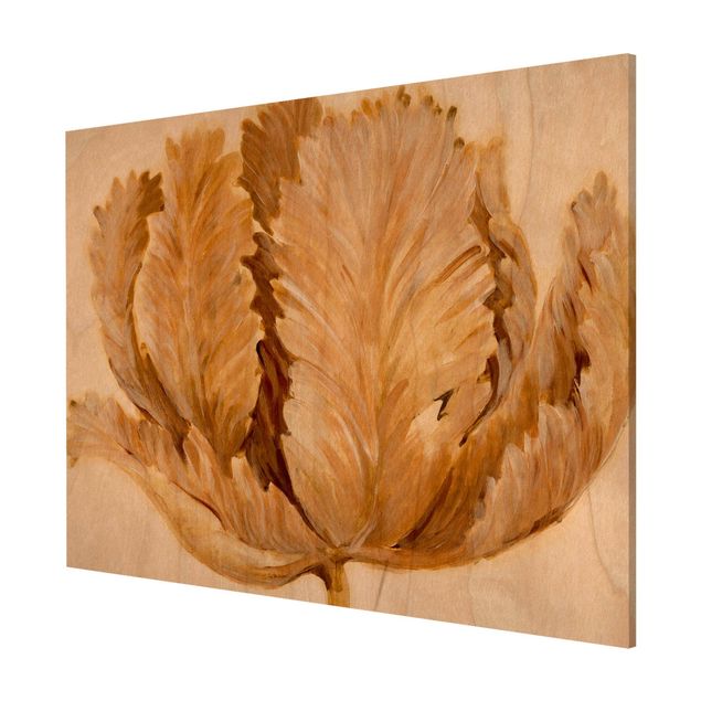 Magnettafel Design Sepia Tulpe auf Holz II