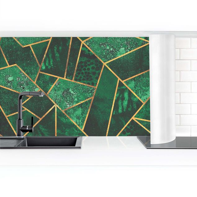 Küchenrückwand selbstklebend Dunkler Smaragd mit Gold II