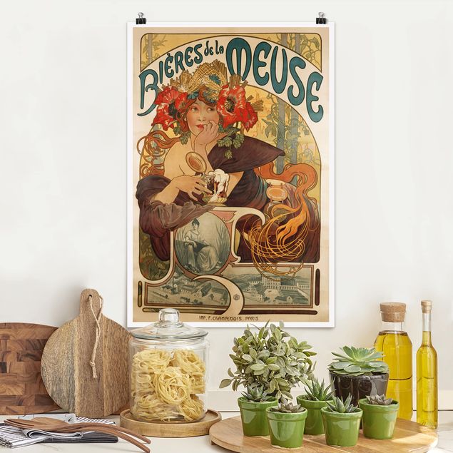 Bilder Jugendstil Alfons Mucha - Plakat für La Meuse Bier