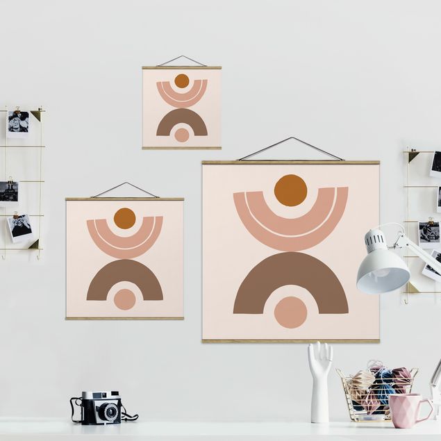 Stoffbild mit Posterleisten - Line Art Abstrakte Formen Pastell - Quadrat 1:1