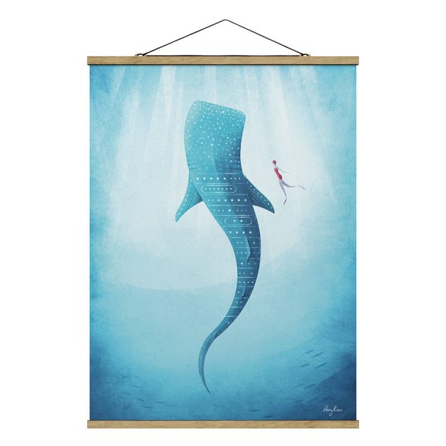 Stoffbild mit Posterleisten - Der Walhai - Hochformat 3:4