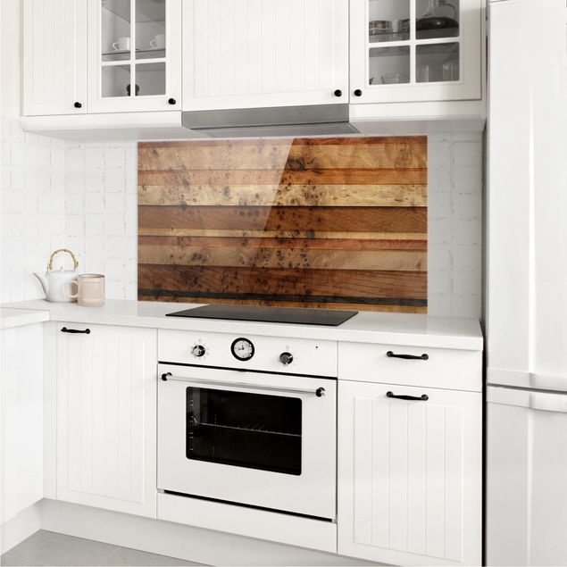 Glasrückwand Küche Holzoptik Woody Birdseye