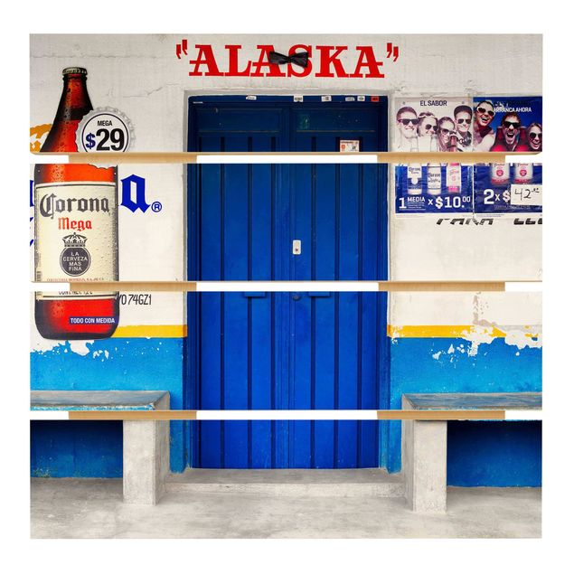 Holzbild - ALASKA Blue Bar - Quadrat 1:1