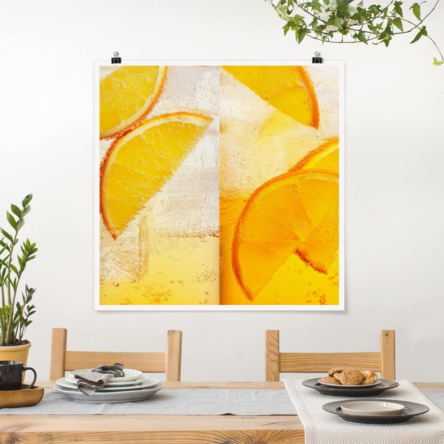 Poster Landschaft Orange auf Eis