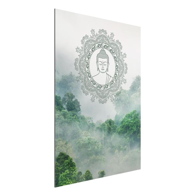 Alu-Dibond - Buddha Mandala im Nebel - Querformat