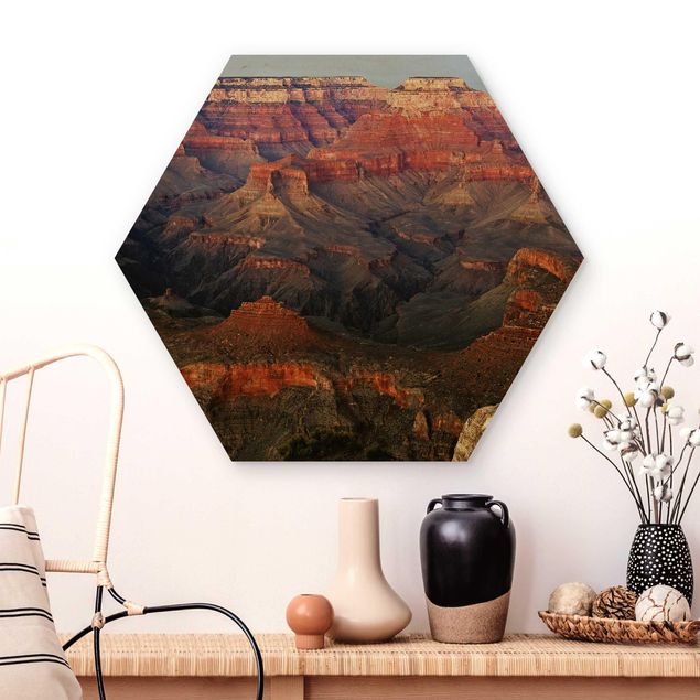 Holzbilder Natur Grand Canyon nach dem Sonnenuntergang