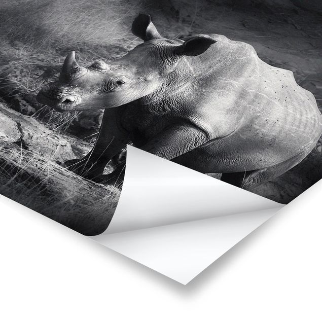 Poster - Lonesome Rhinoceros - Querformat 3:4