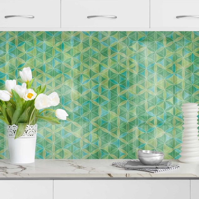 Platte Küchenrückwand Blume des Lebens Farbschimmer II