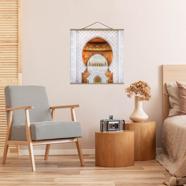 Stoffbild mit Posterleisten - Tor der Moschee - Quadrat 1:1