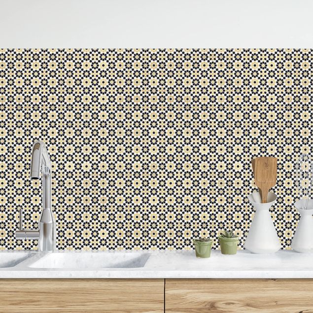 Platte Küchenrückwand Orientalisches Muster mit goldenen Blüten