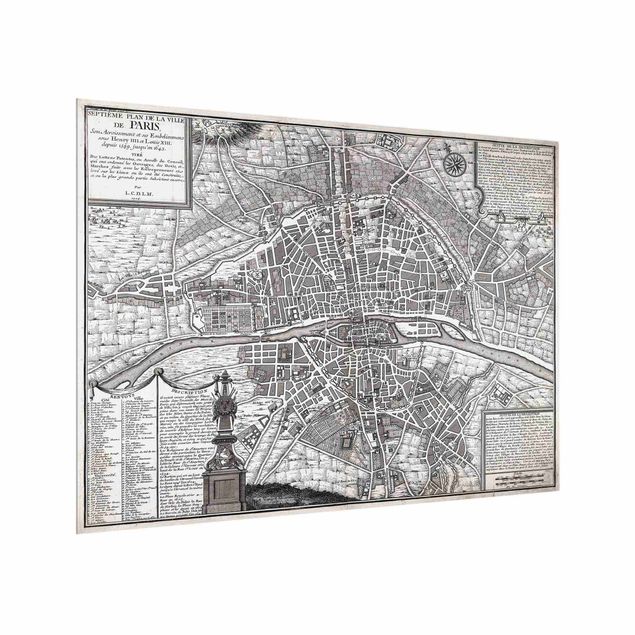 Spritzschutz Küche Vintage Stadtplan Paris um 1600