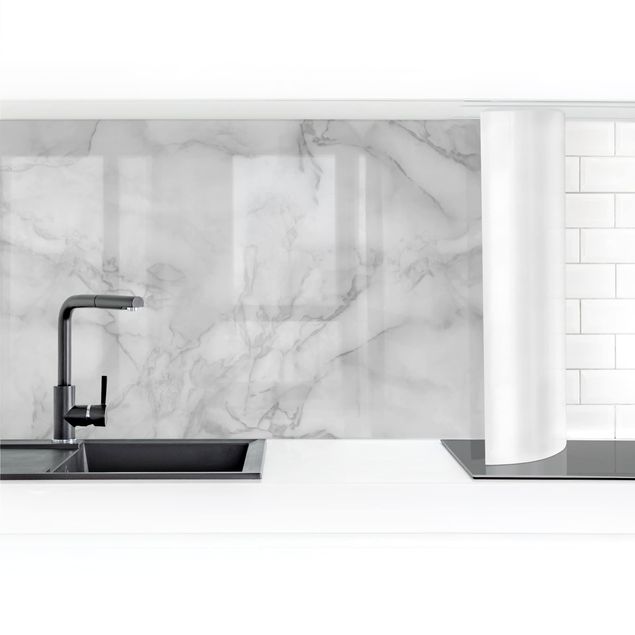 Küchenrückwand selbstklebend Marmoroptik Schwarz Weiß