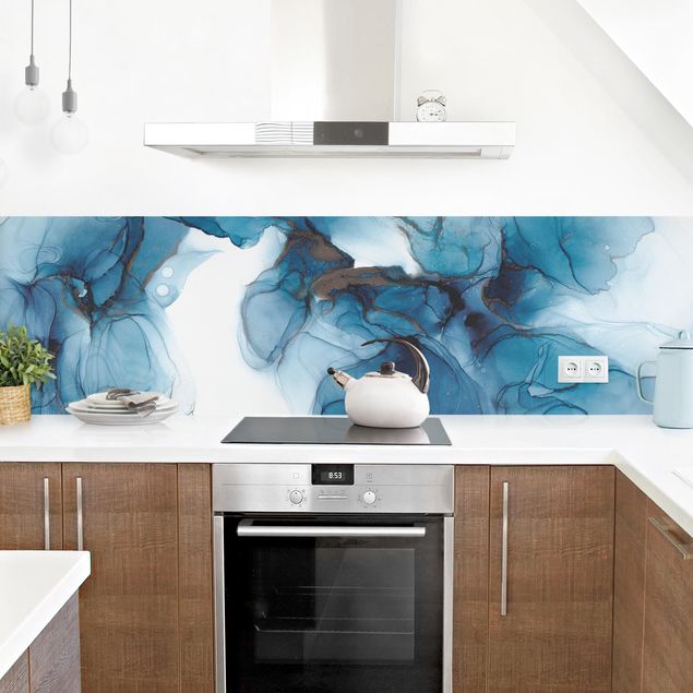 Küchenrückwand selbstklebend Evolution Blau und Gold
