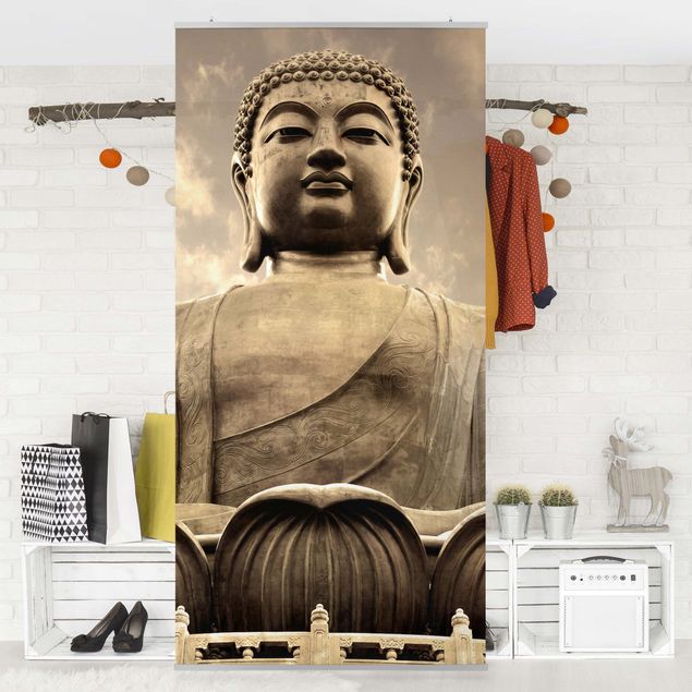 Vorhang Raumtrenner Großer Buddha Sepia