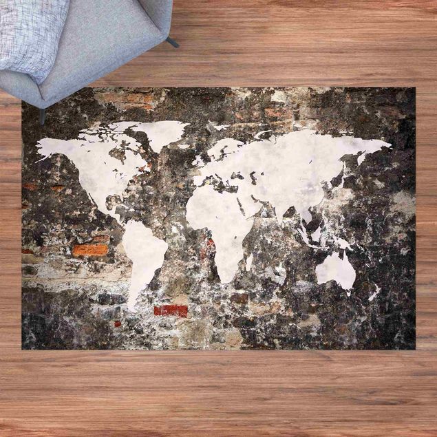 Teppich für Balkon Alte Mauer Weltkarte