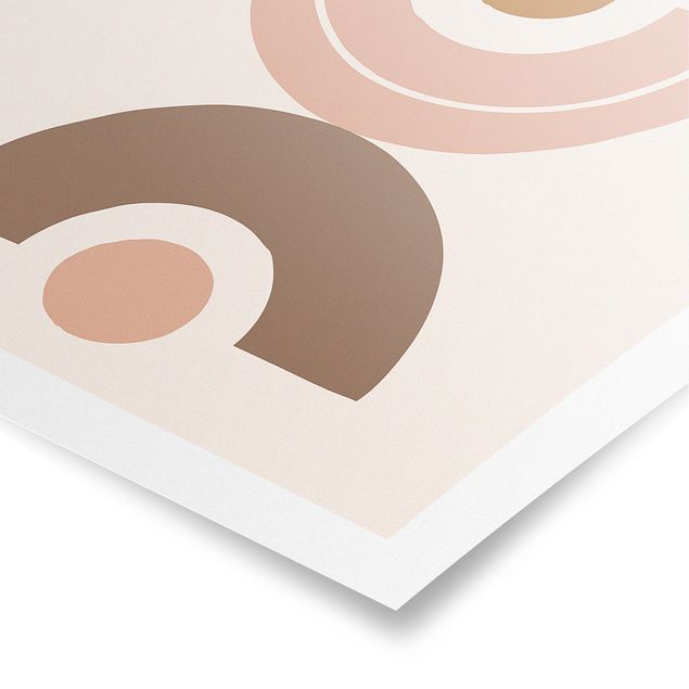 Poster - Line Art Abstrakte Formen Pastell - Quadrat 1:1