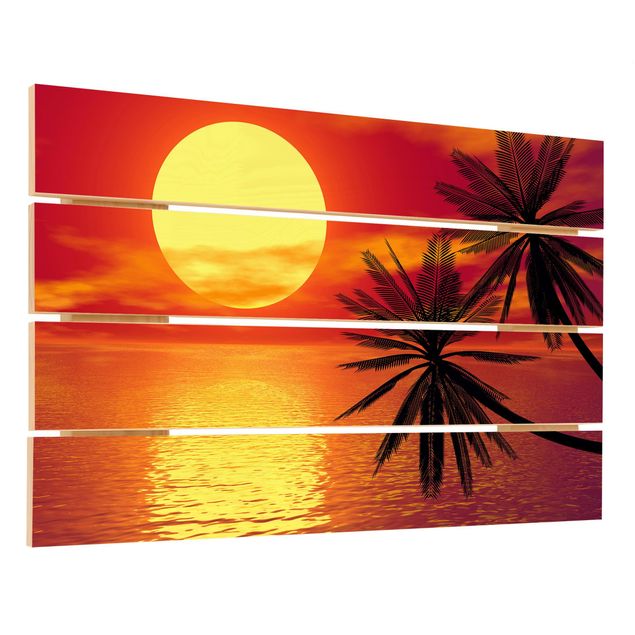 Holzbild - Karibischer Sonnenuntergang - Querformat 2:3