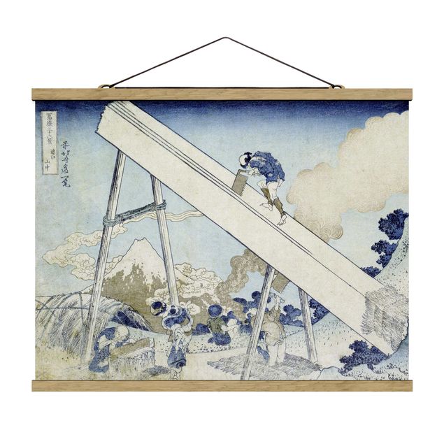 Stoffbild mit Posterleisten - Katsushika Hokusai - In den Totomi Bergen - Querformat 4:3