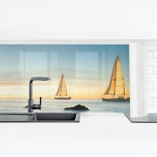 Küchenrückwand - Segelschiffe im Ozean