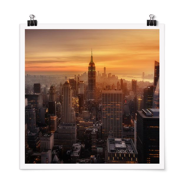Städteposter Manhattan Skyline Abendstimmung