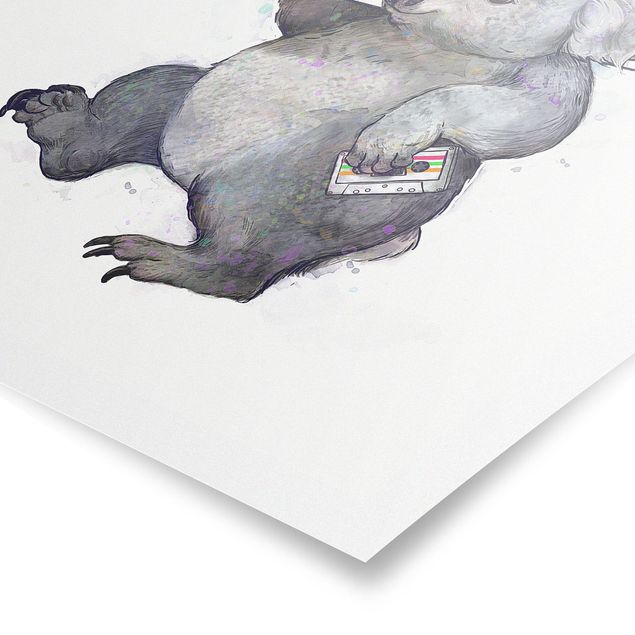 Poster - Illustration Koala mit Radio Malerei - Hochformat 4:3