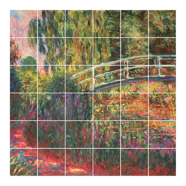Fliesenbild - Claude Monet - Japanische Brücke im Garten von Giverny - Fliesensticker Set quadratisch