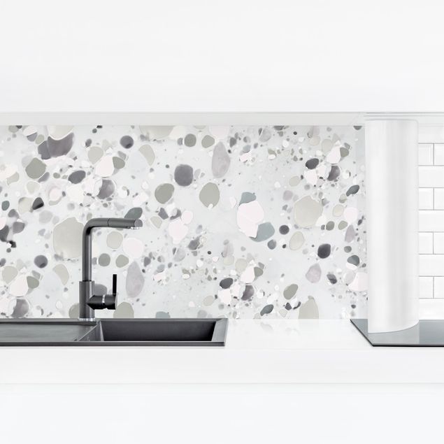 Spritzschutz Küche ohne bohren Kies Muster in Grau