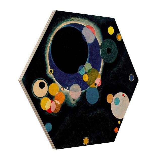 Hexagon Bild Holz - Wassily Kandinsky - Skizze Kreise