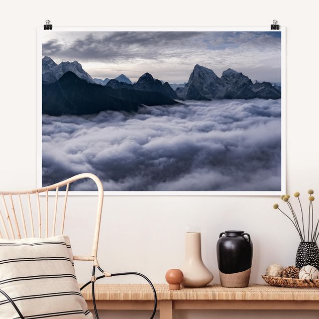Poster Berge Wolkenmeer im Himalaya