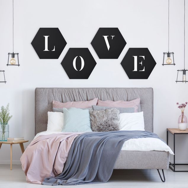 Hexagon Bilder Buchstaben LOVE Weiß Set II