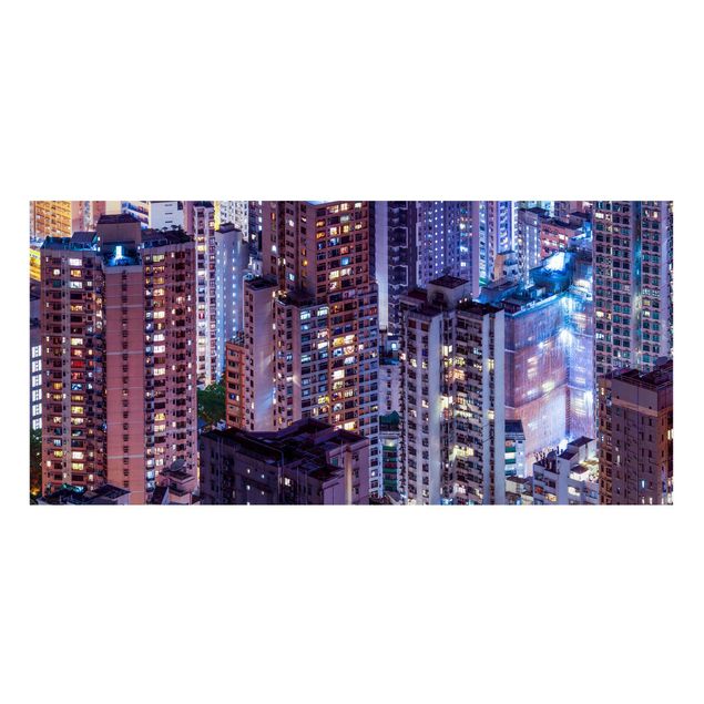 Magnettafel - Hongkong Lichtermeer - Panorama Querformat