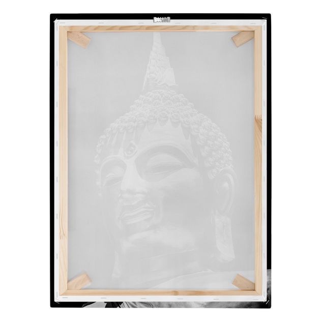 Leinwandbild - Buddha Statue Gesicht - Hochformat 4:3