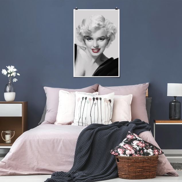 Poster schwarz-weiß Fotografie Marilyn auf Sofa