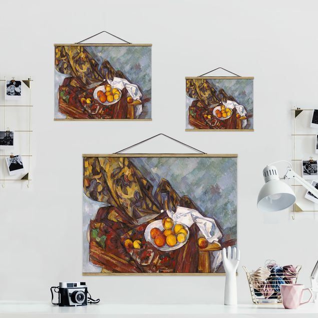 Stoffbild mit Posterleisten - Paul Cézanne - Stillleben Früchte - Querformat 4:3